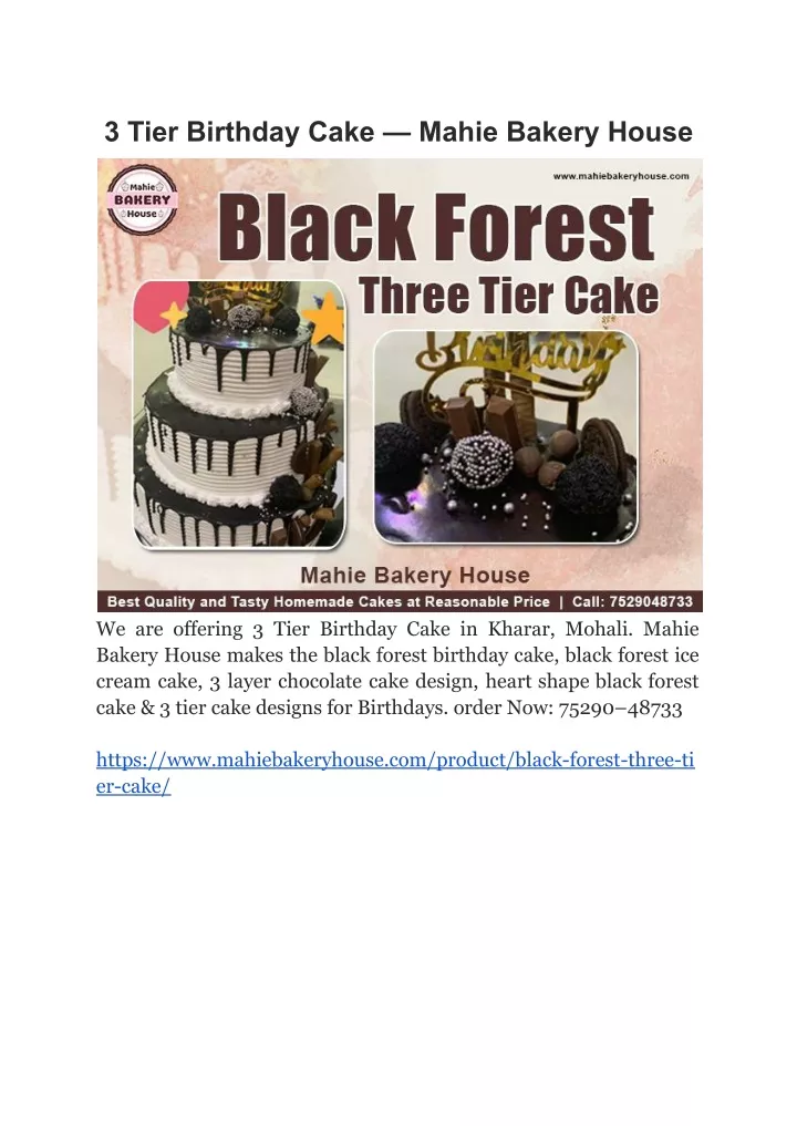 3 tier birthday cake mahie bakery house