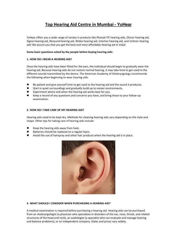 top hearing aid centre in mumbai yohear