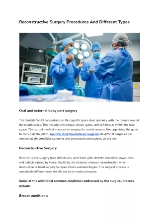 reconstructive surgery procedures and different