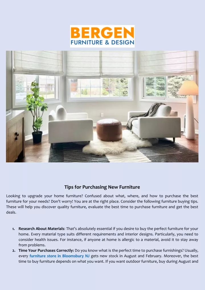 tips for purchasing new furniture