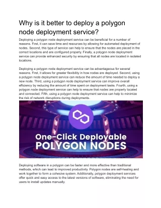 Why is it better to deploy a polygon node deployment service_