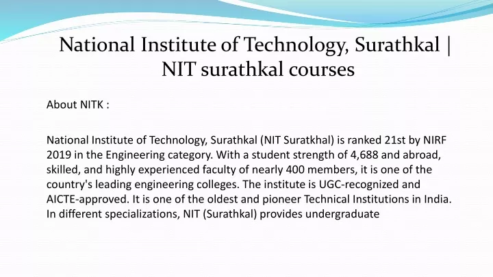 national institute of technology surathkal