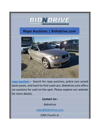 repo auctions bidndrive com