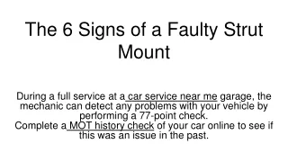 the 6 signs of a faulty strut mount