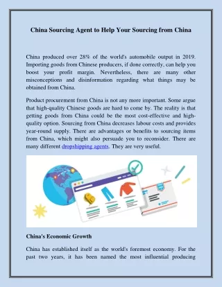 China Sourcing Agent to Help Your Sourcing from China