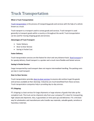 truck transportation