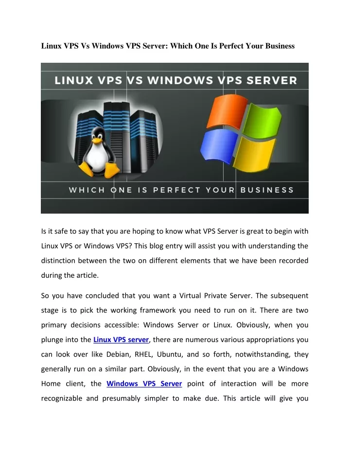 linux vps vs windows vps server which