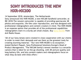 Sony Introduces the new HXR-NX200