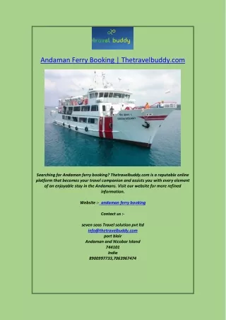 Andaman Ferry Booking  Thetravelbuddy.com