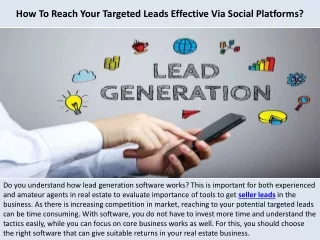 How To Reach Your Targeted Leads Effective Via Social Platforms?