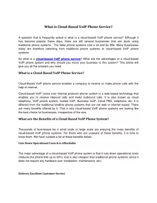 what is cloud based voip phone service