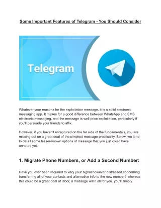 Some Important Features of Telegram - You Should Consider