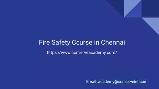 Fire Safety Course Chennai, Fire and Safety Certification Training Classes