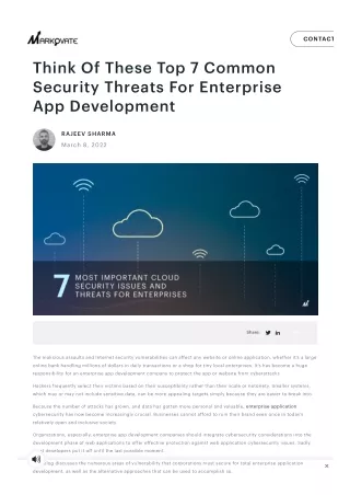 Think Of These Top 7 Common Security Threats For Enterprise App Development