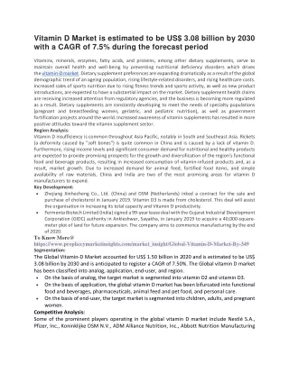 vitamin d market is estimated