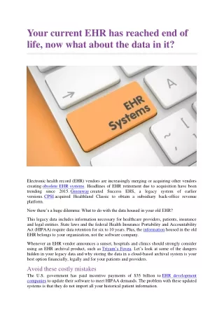 your current ehr has reached end of life now what