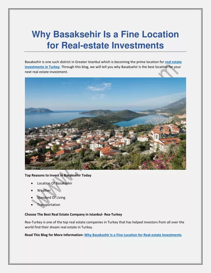 why basaksehir is a fine location for real estate