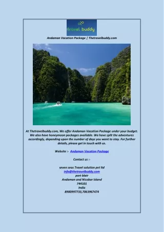 Andaman Vacation PackageThetravelbuddy.com