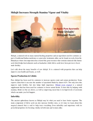 shilajit increases strength stamina vigour