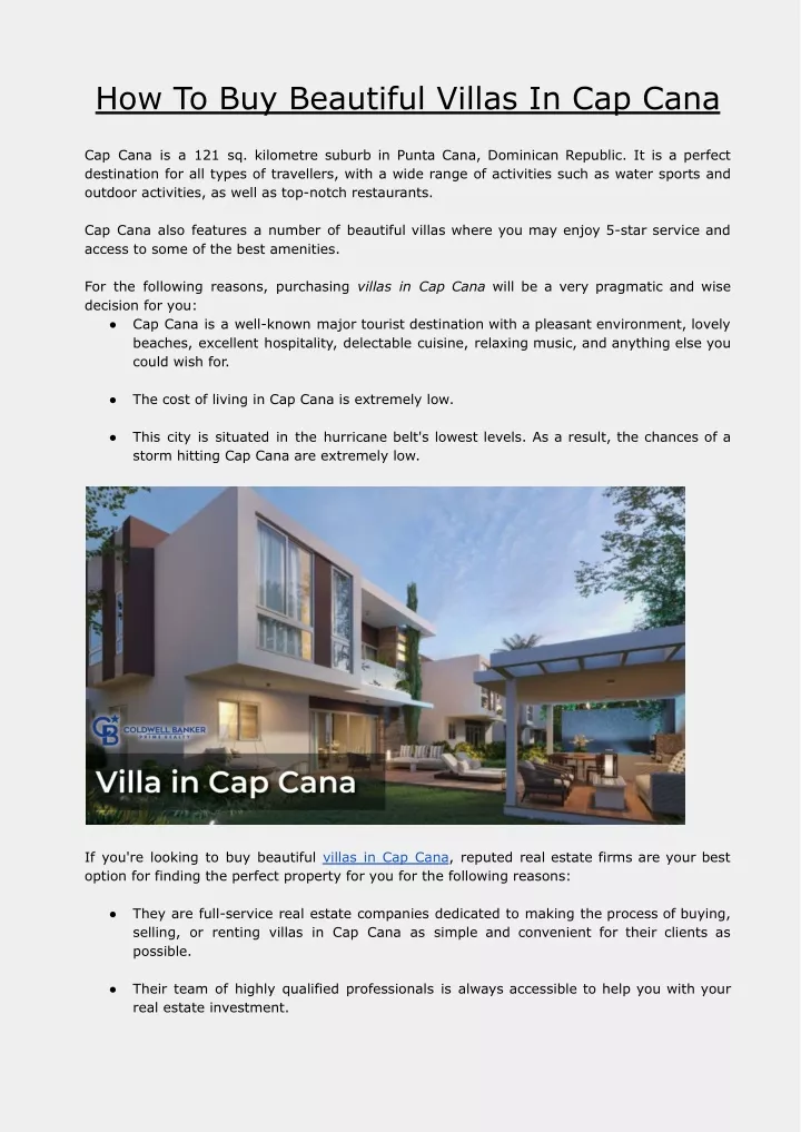 how to buy beautiful villas in cap cana