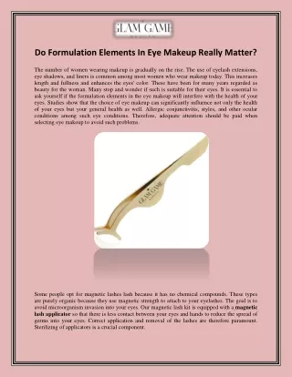 Do Formulation Elements In Eye Makeup Really Matter?