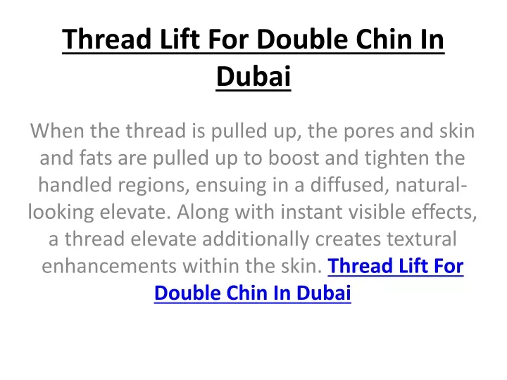 thread lift for double chin in dubai