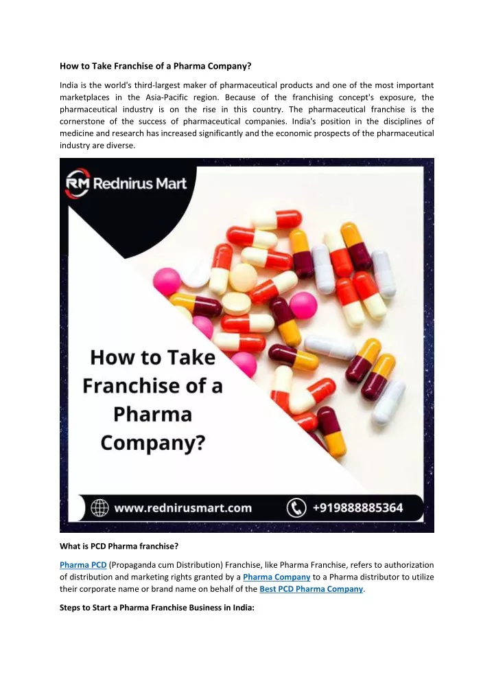 how to take franchise of a pharma company