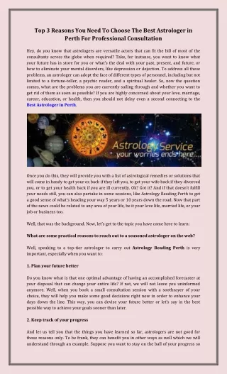 Top 3 Reasons You Need To Choose The Best Astrologer in Perth For Professional Consultation