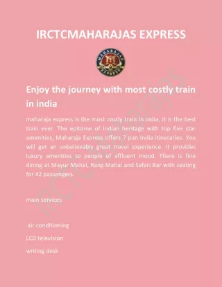 Enjoy the journey with most costly train in india