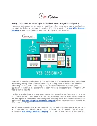 Design Your Website With a Specialized Best Web Designers Bangalore