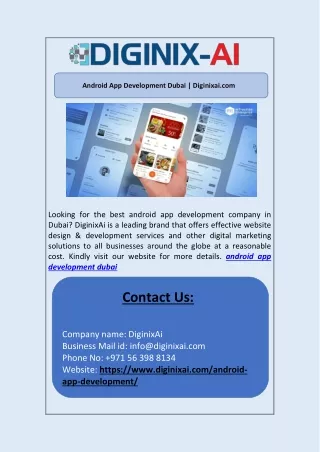 Android App Development Dubai | Diginixai.com
