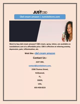 Cbd cream amazon | Justcbdstore.com
