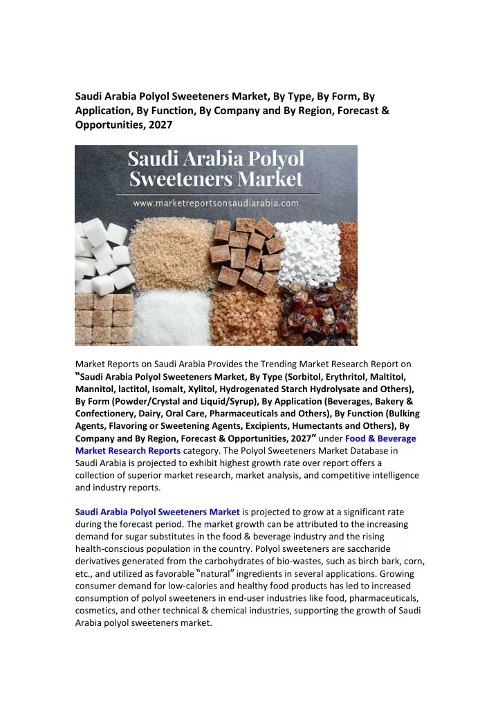 saudi arabia polyol sweeteners market by type