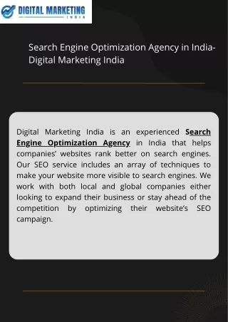 Search Engine Optimization Agency in India- Digital Marketing India