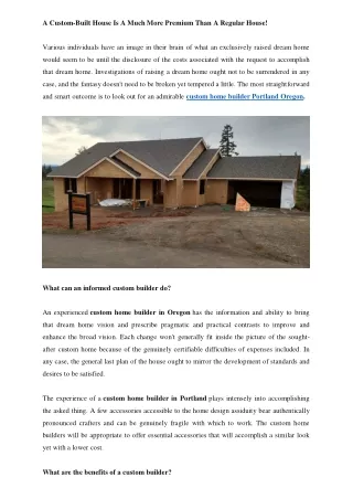 Custom home builder Portland Oregon.