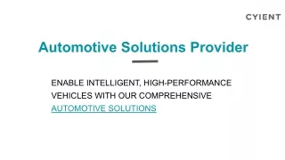 Automotive Solutions And Services | Cyient