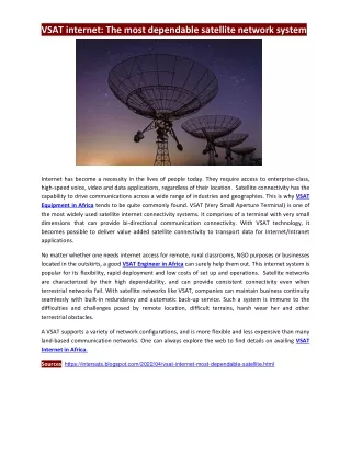 VSAT internet: The most dependable satellite network system