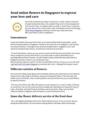 Send online flowers in Singapore to express your love and care