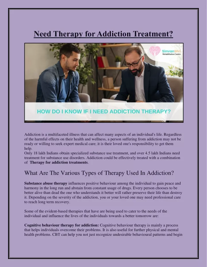 need therapy for addiction treatment