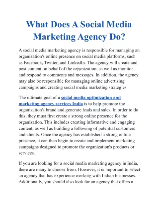 What Does A Social Media Marketing Agency Do?
