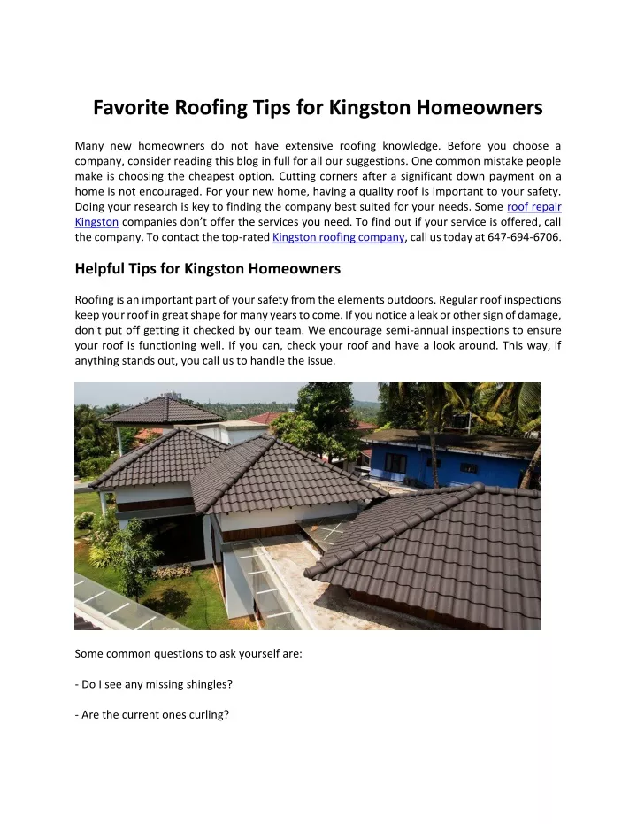 favorite roofing tips for kingston homeowners