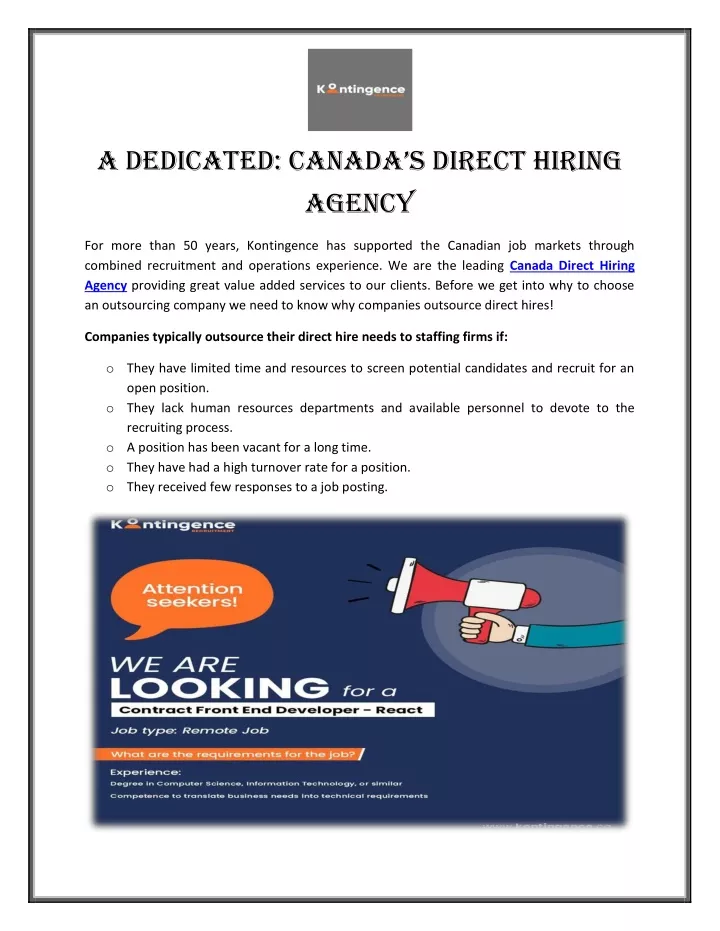 a dedicated canada s direct hiring agency