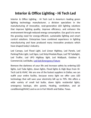 Interior _ Office Lighting - Hi Tech Led