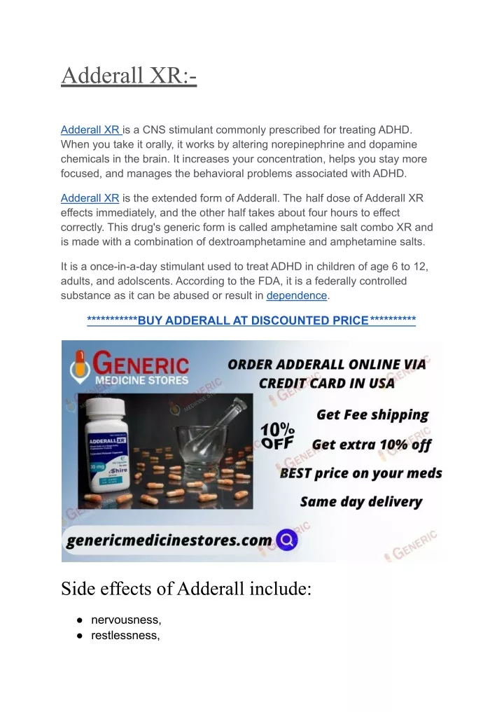 PPT - Adderall XR side effects, precautions everything you need to know