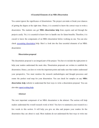 4 essential elements of an mba dissertation