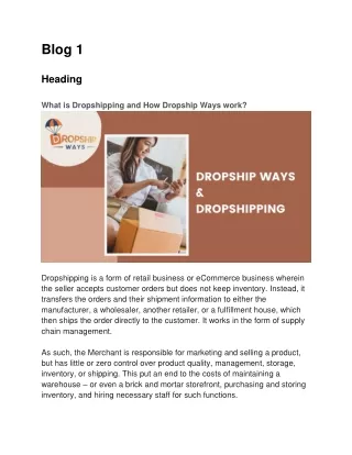 blog 1 heading what is dropshipping