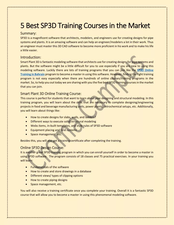5 best sp3d training courses in the market 5 best
