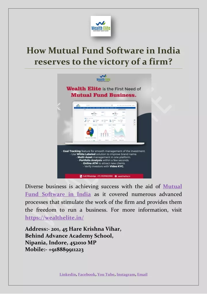 how mutual fund software in india reserves