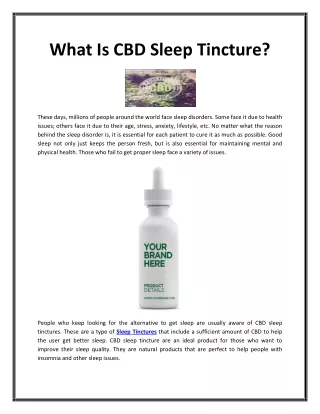 What Is CBD Sleep Tincture
