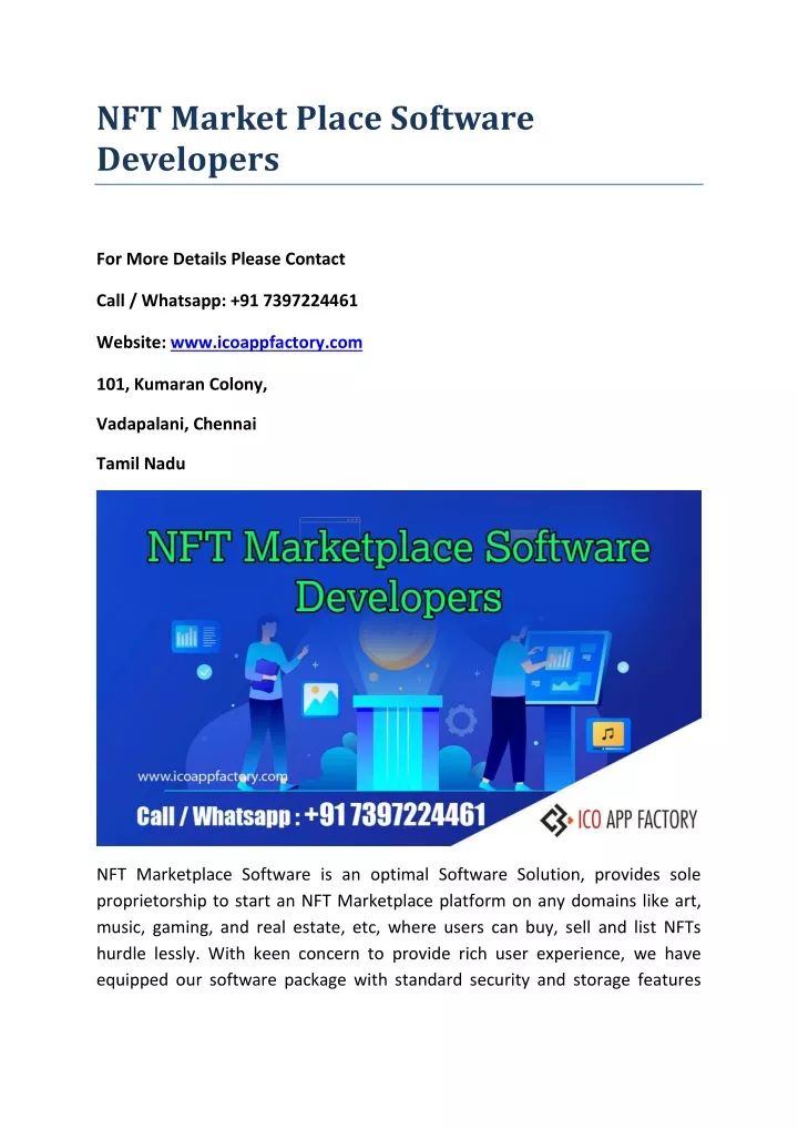 nft market place software developers